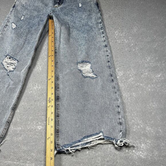 Avec Les Filles Jeans Womens Size 26 Blue Ripped High Waisted Flare Leg Denim - Picture 8 of 14